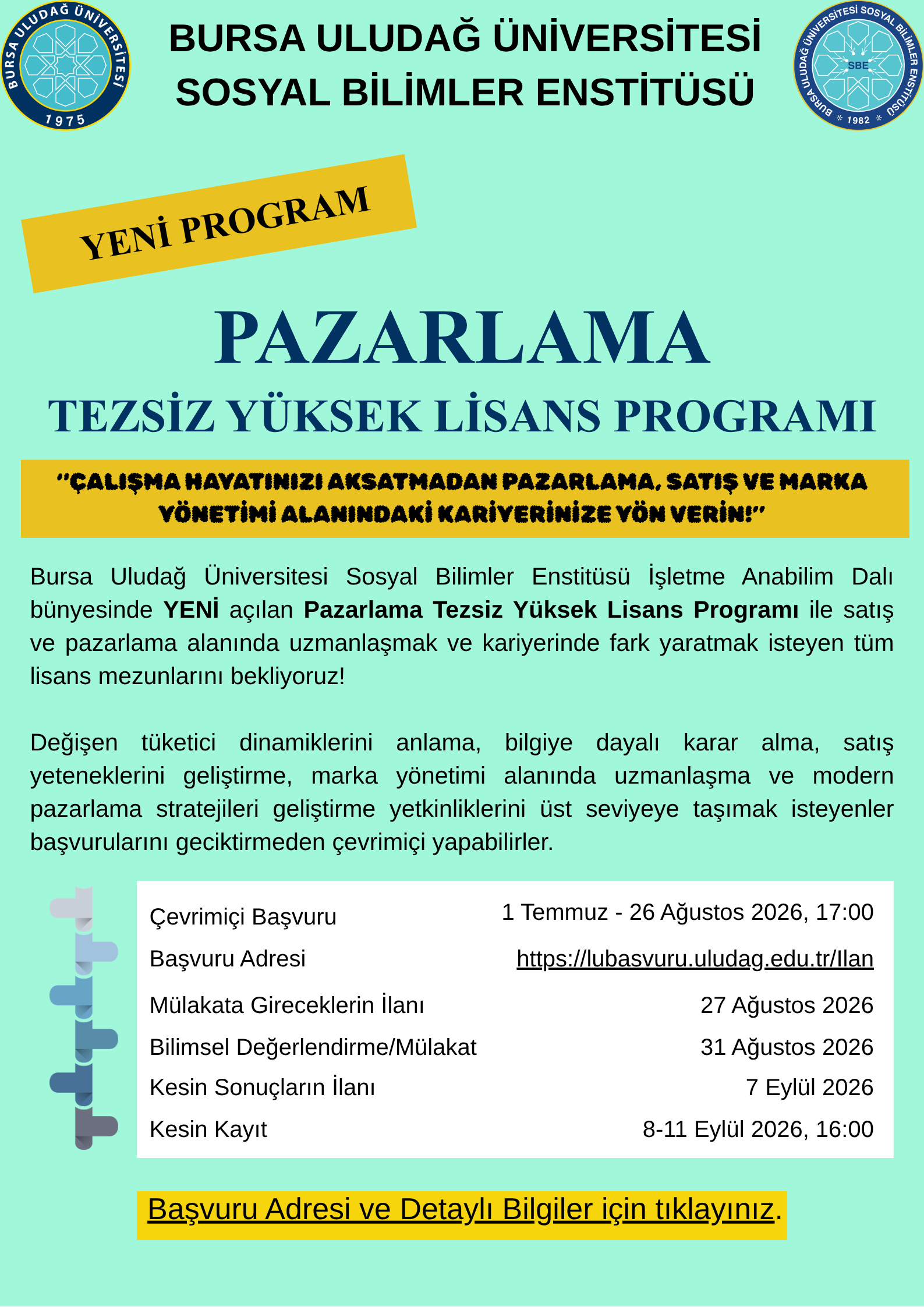 PAZARLAMA TEZSİZ YÜKSEK LİSANS PROGRAMI BAŞLIYOR